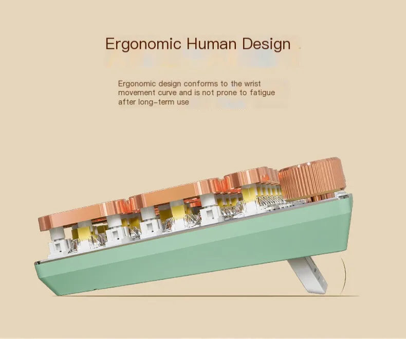 Retro-Style Typewriter Mechanical Gaming Keyboard with White Backlight
