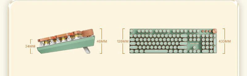 Retro-Style Typewriter Mechanical Gaming Keyboard with White Backlight